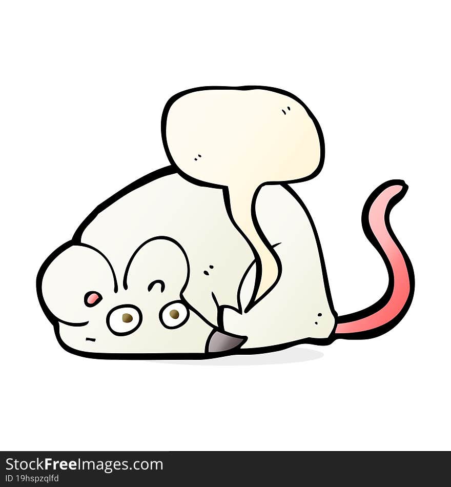 cartoon white mouse with speech bubble