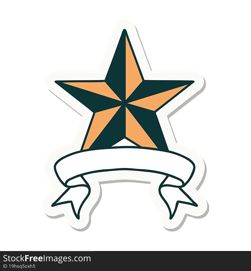 Tattoo Sticker With Banner Of A Star