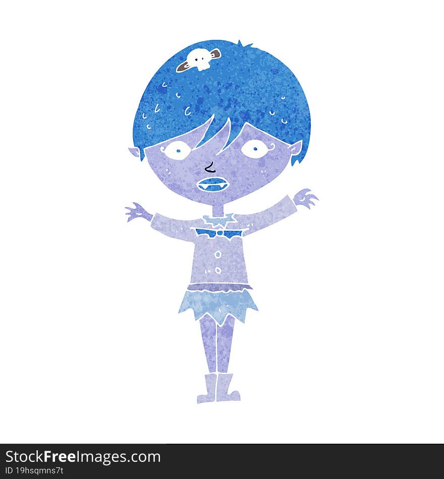 cartoon waving vampire girl