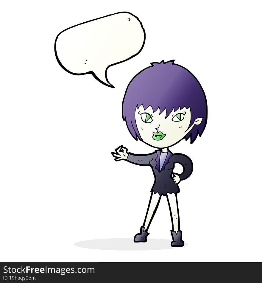 Cartoon Vampire Girl With Speech Bubble