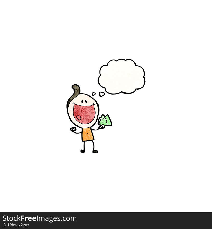 Happy Man With Cash Cartoon