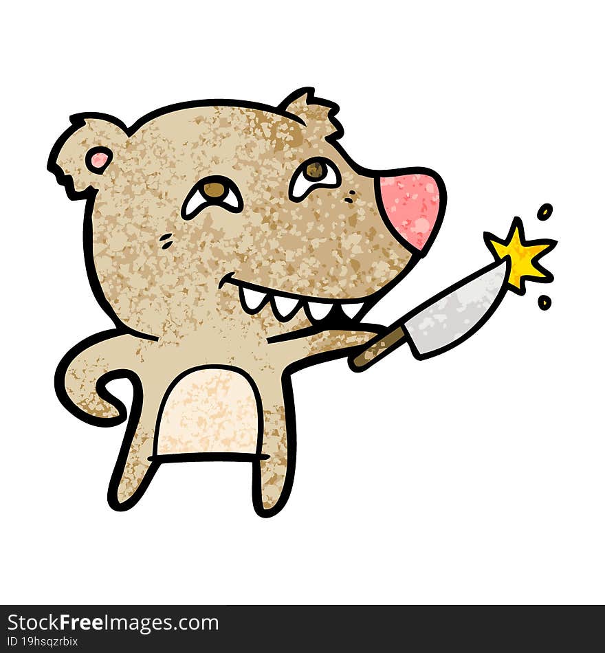 cartoon bear with sharp knife. cartoon bear with sharp knife