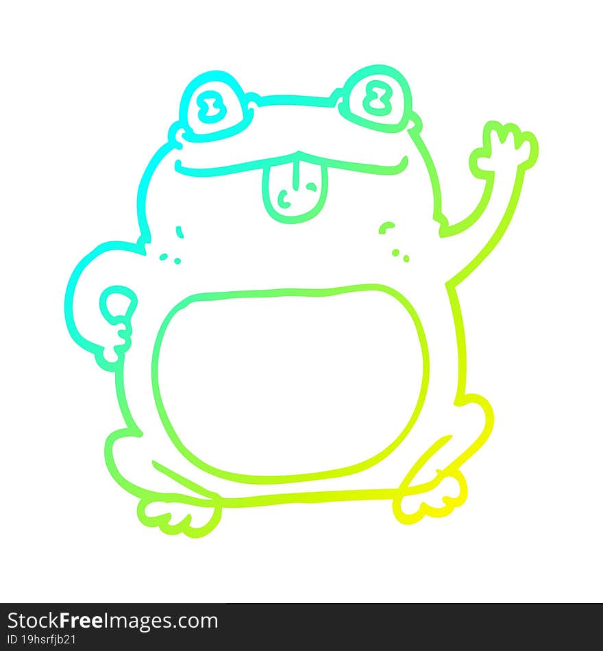 cold gradient line drawing of a cartoon frog