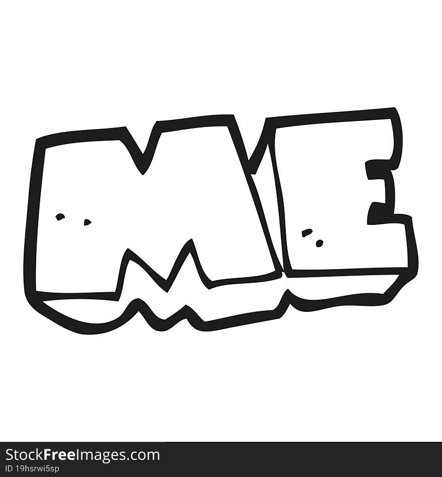 black and white cartoon ME symbol