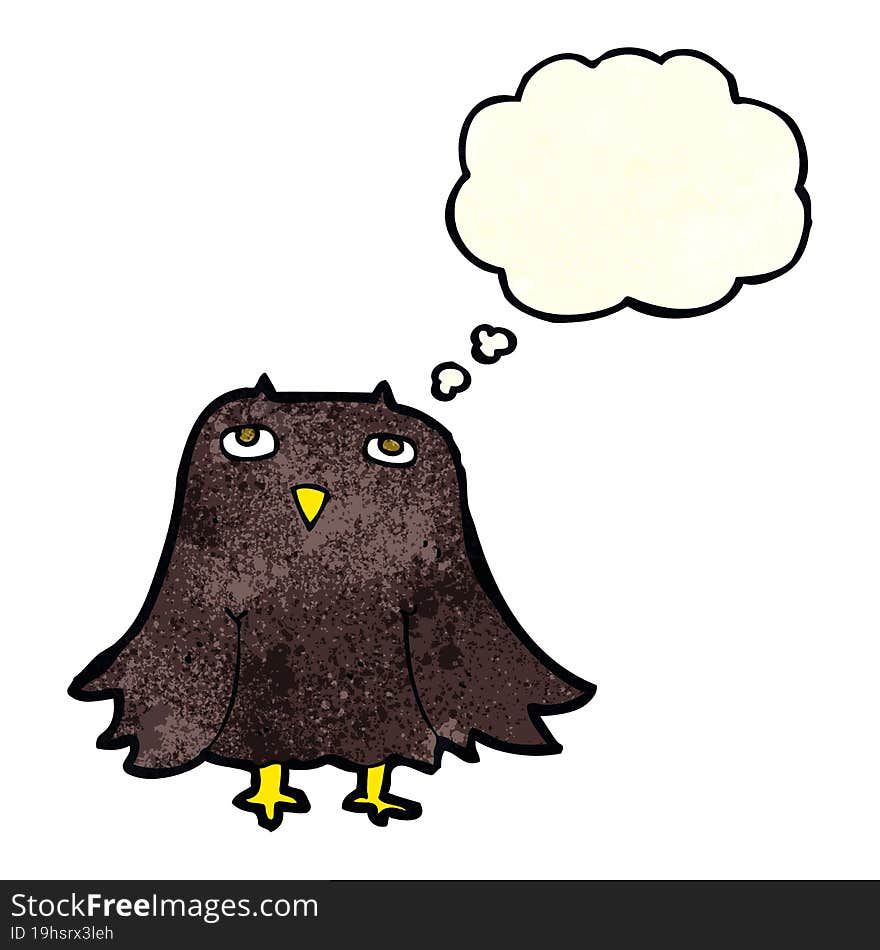 cartoon owl with thought bubble