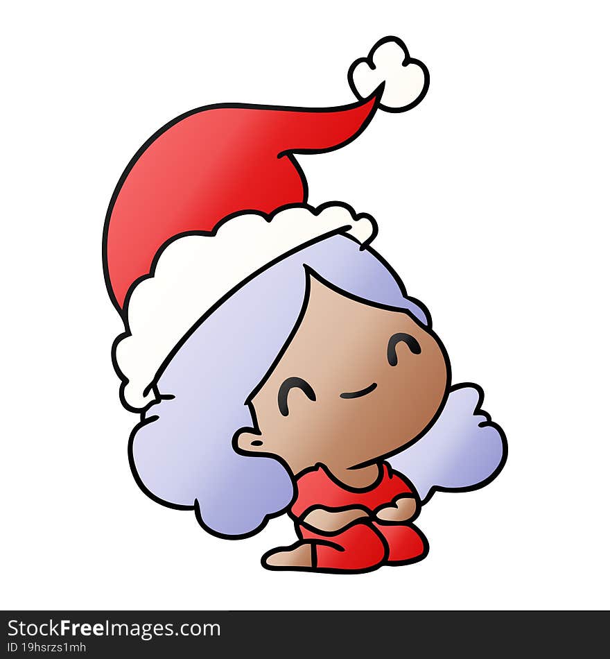 christmas gradient cartoon of kawaii girl