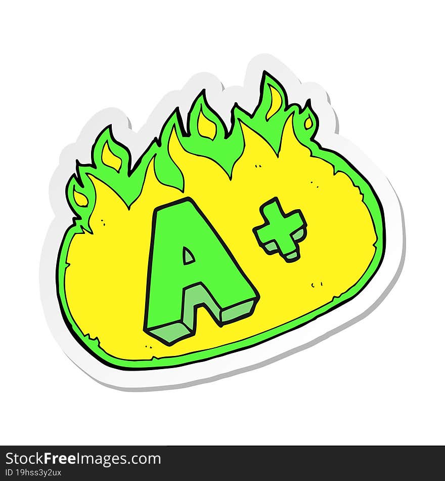 Sticker Of A Cartoon A Grade Symbol