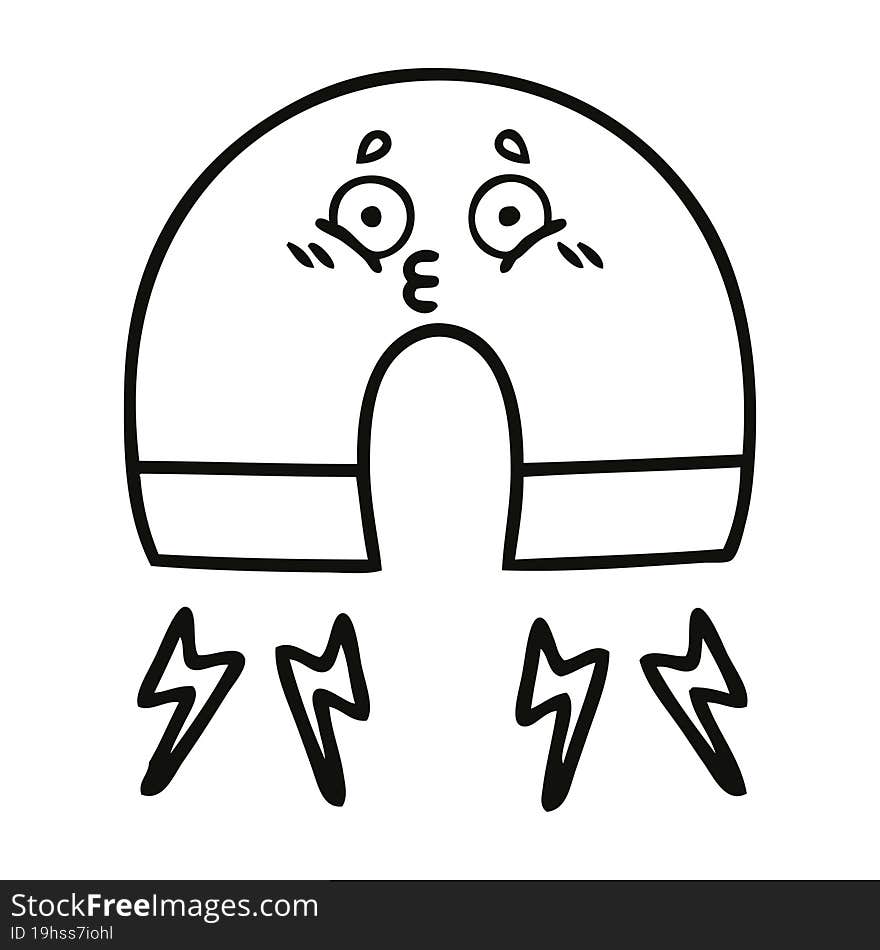 line drawing cartoon of a magnet. line drawing cartoon of a magnet