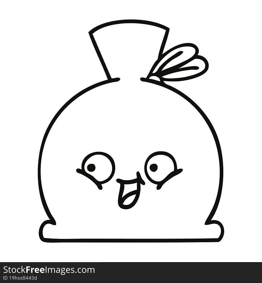 line drawing cartoon of a sack. line drawing cartoon of a sack