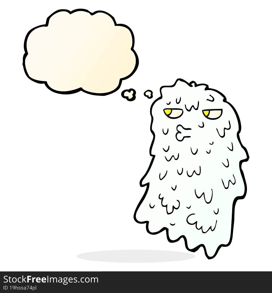 Cartoon Gross Ghost With Thought Bubble