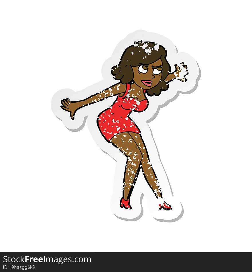 retro distressed sticker of a cartoon female spy