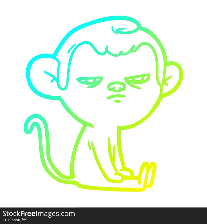 cold gradient line drawing cartoon annoyed monkey