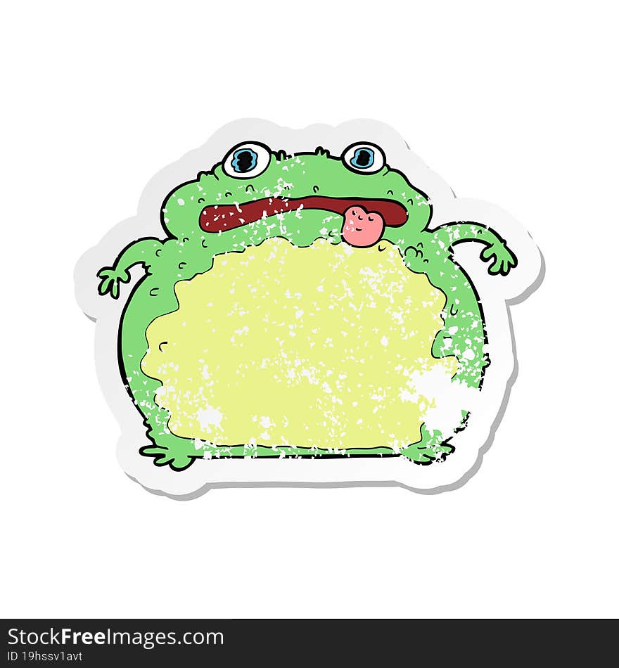 retro distressed sticker of a cartoon funny frog