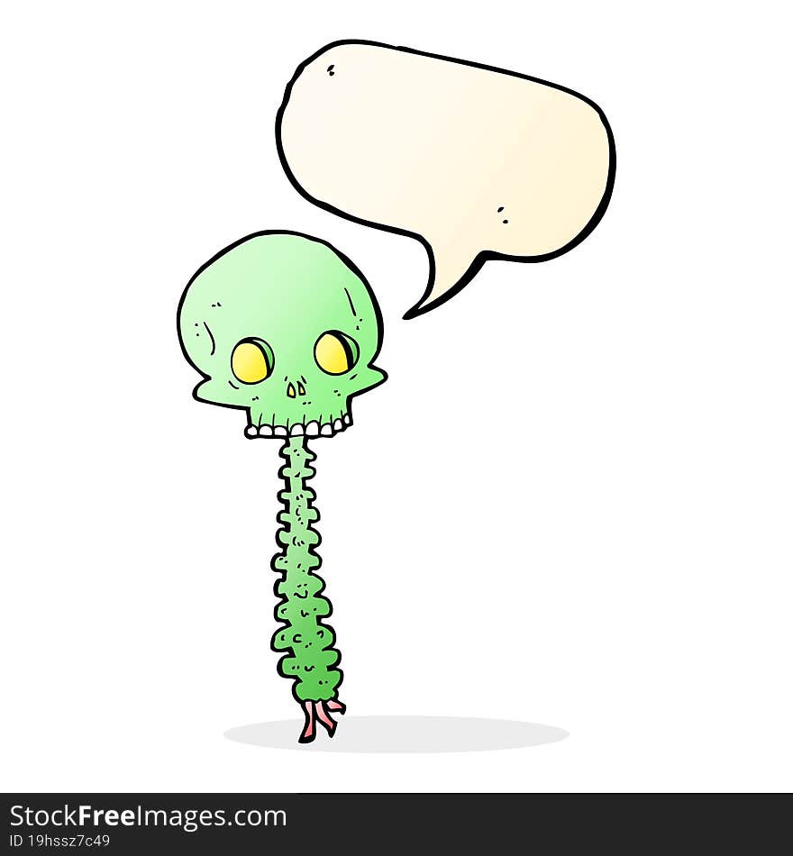 spooky cartoon sull and spine with speech bubble