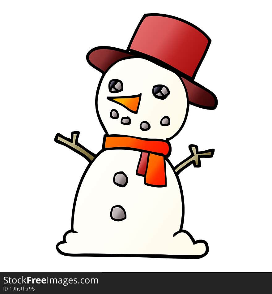 cartoon doodle snowman