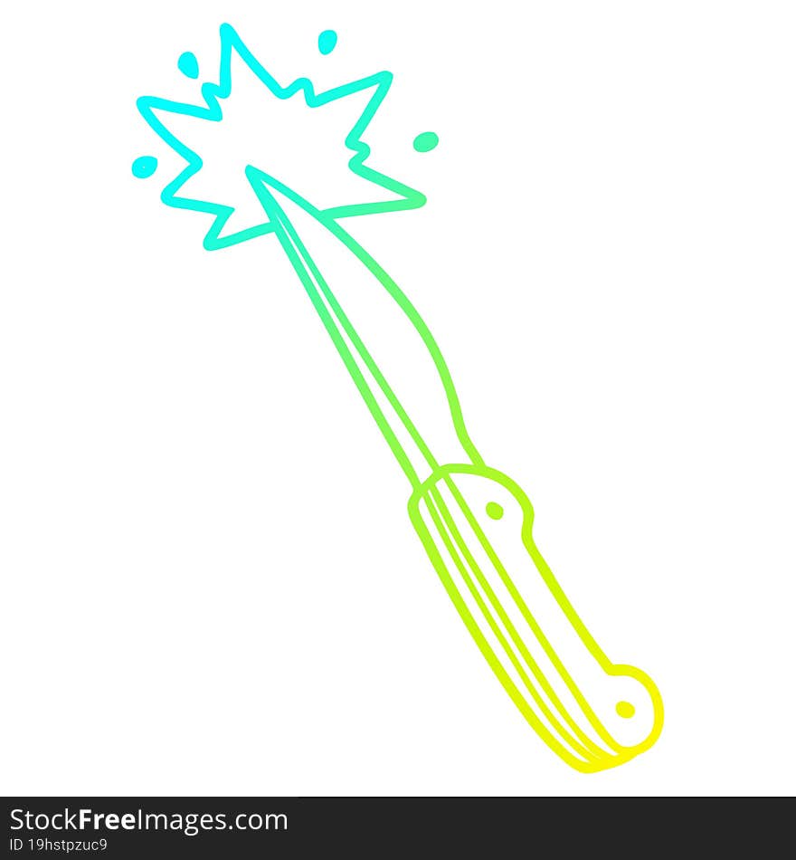 cold gradient line drawing of a cartoon sharp kitchen knife