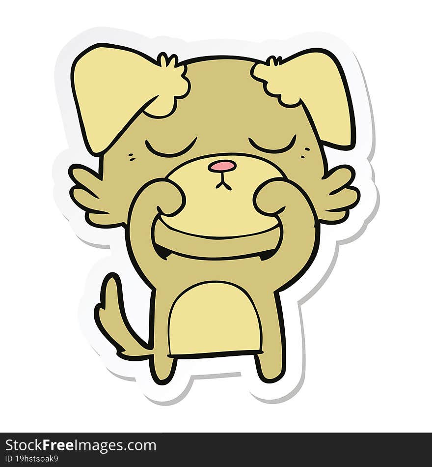 Sticker Of A Cute Cartoon Dog