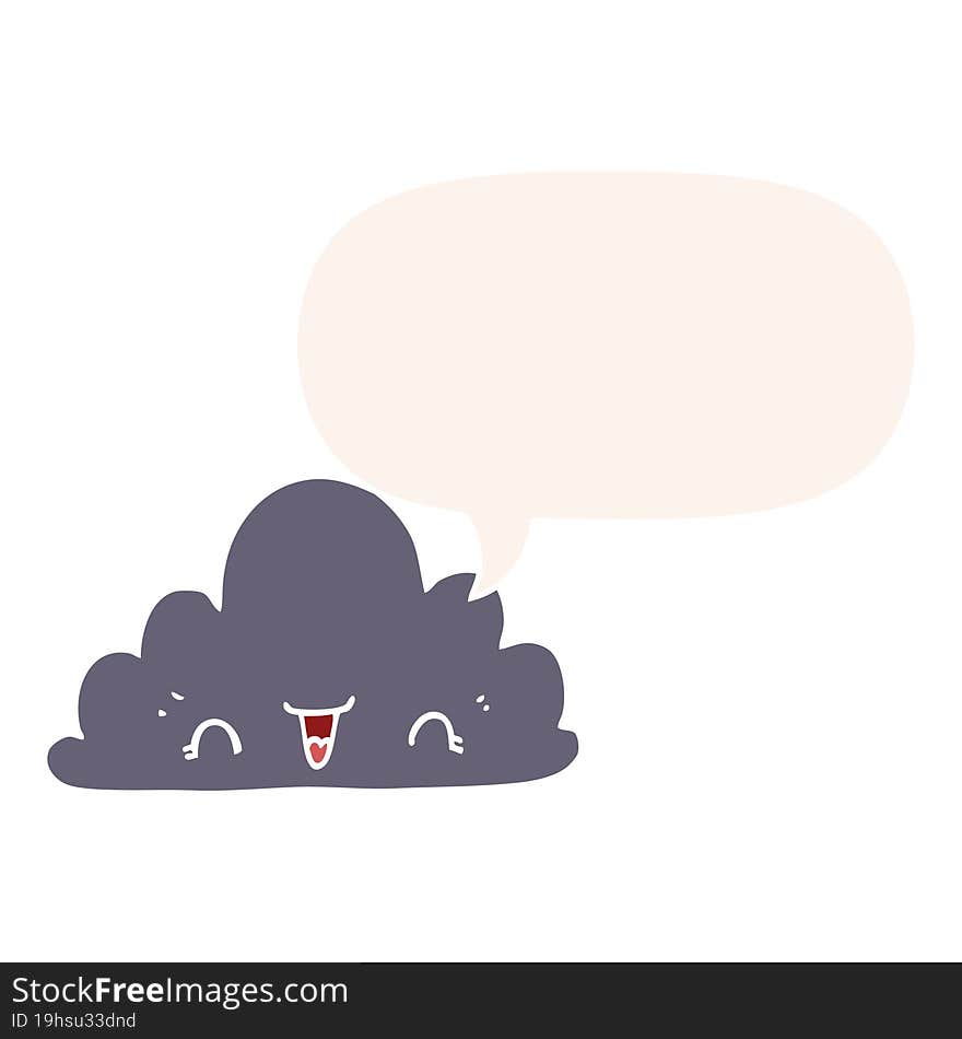 cute cartoon cloud and speech bubble in retro style