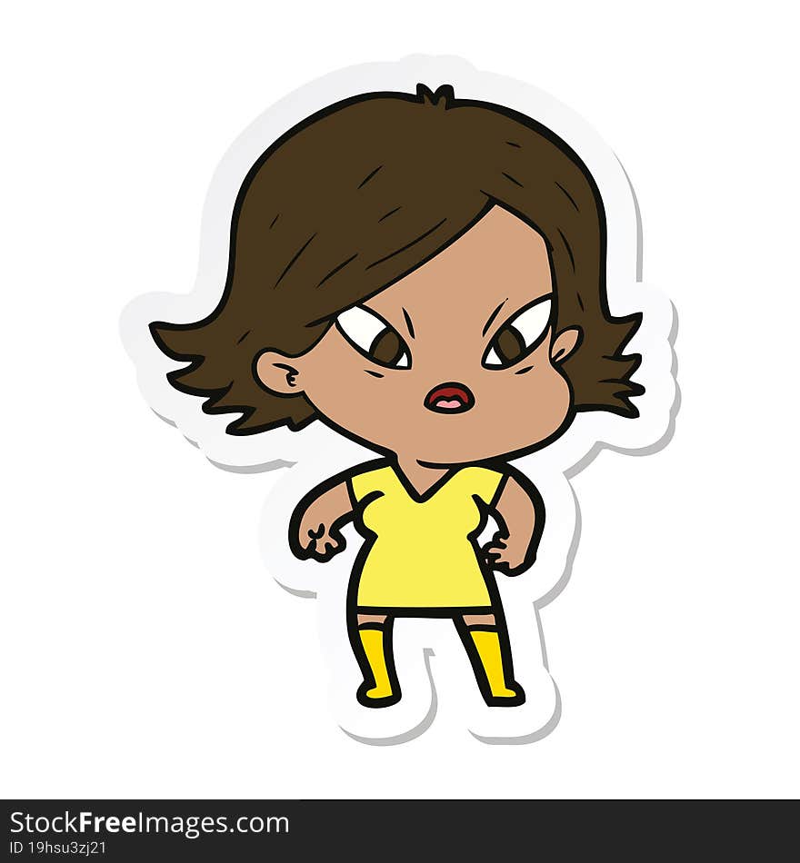 sticker of a cartoon stressed woman