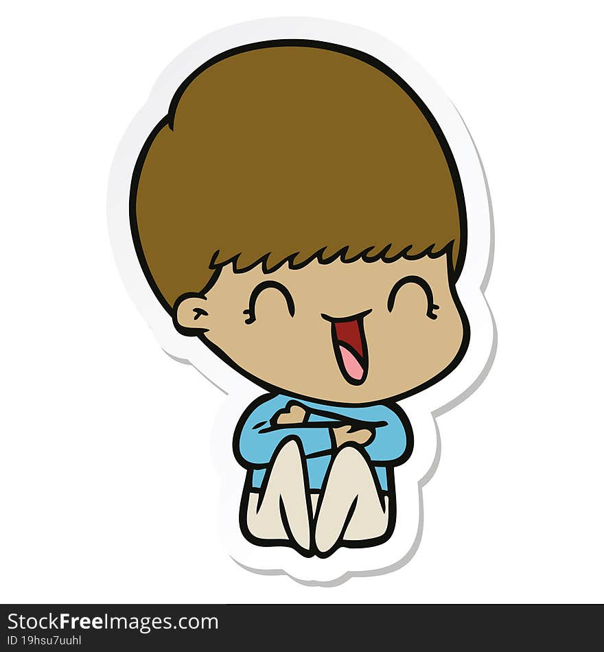 sticker of a happy cartoon boy