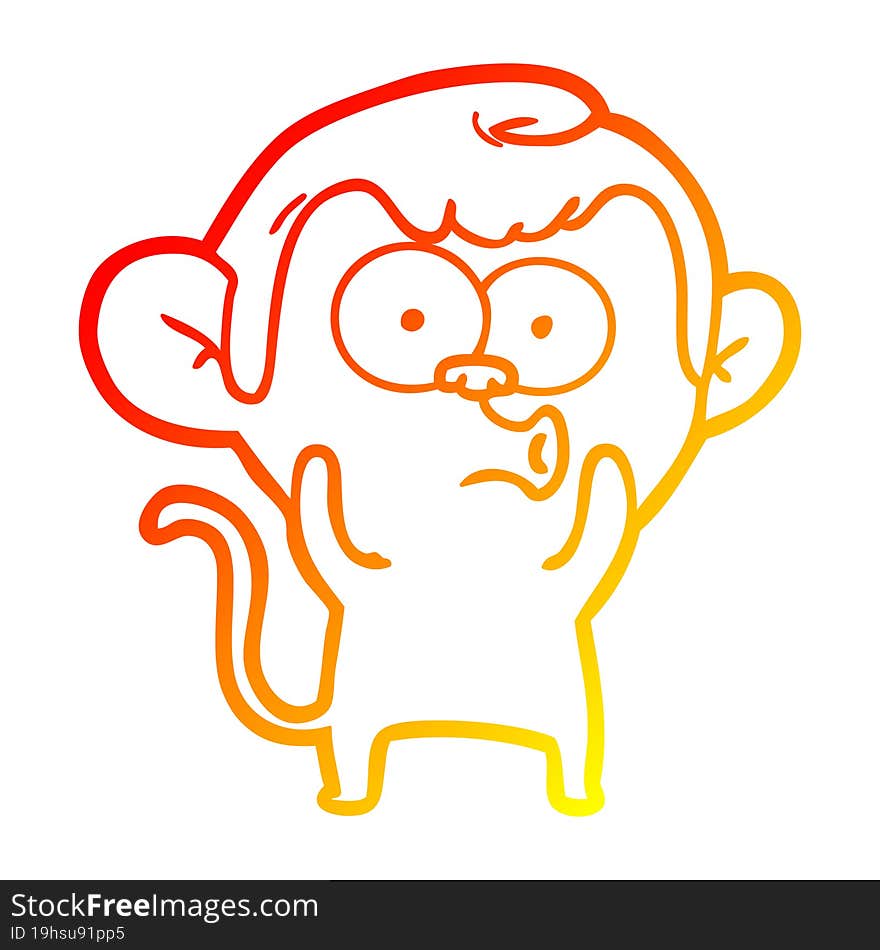 warm gradient line drawing cartoon hooting monkey