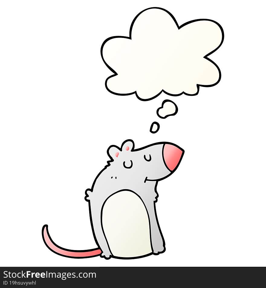 cartoon fat rat and thought bubble in smooth gradient style