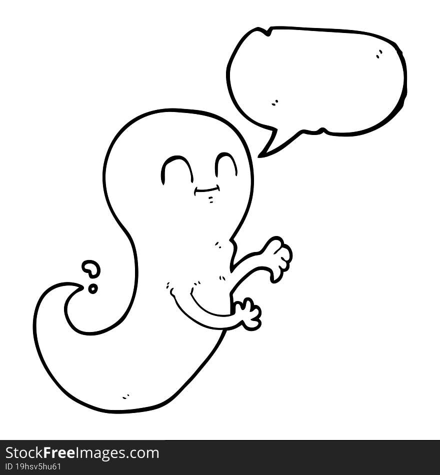 freehand drawn speech bubble cartoon ghost