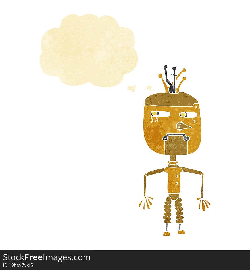 Cartoon Robot With Thought Bubble