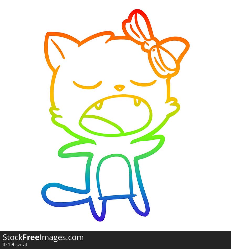 rainbow gradient line drawing cartoon singing cat