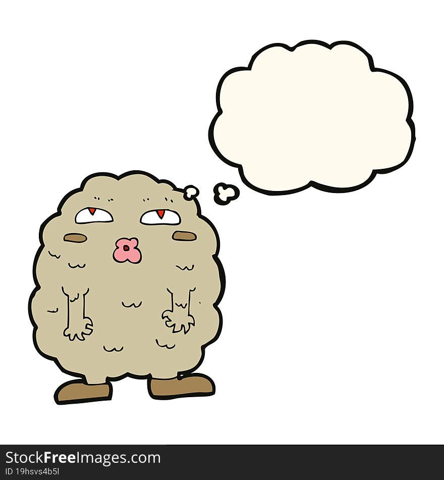 funny cartoon monster with thought bubble