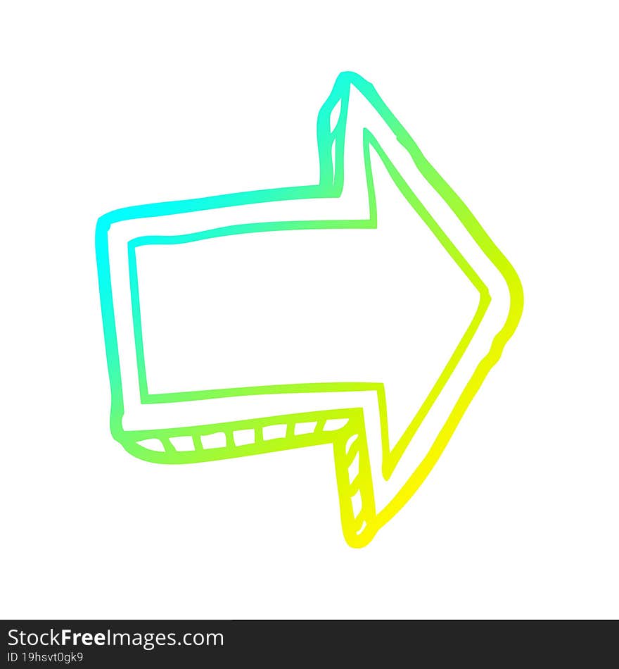 cold gradient line drawing cartoon pointing arrow