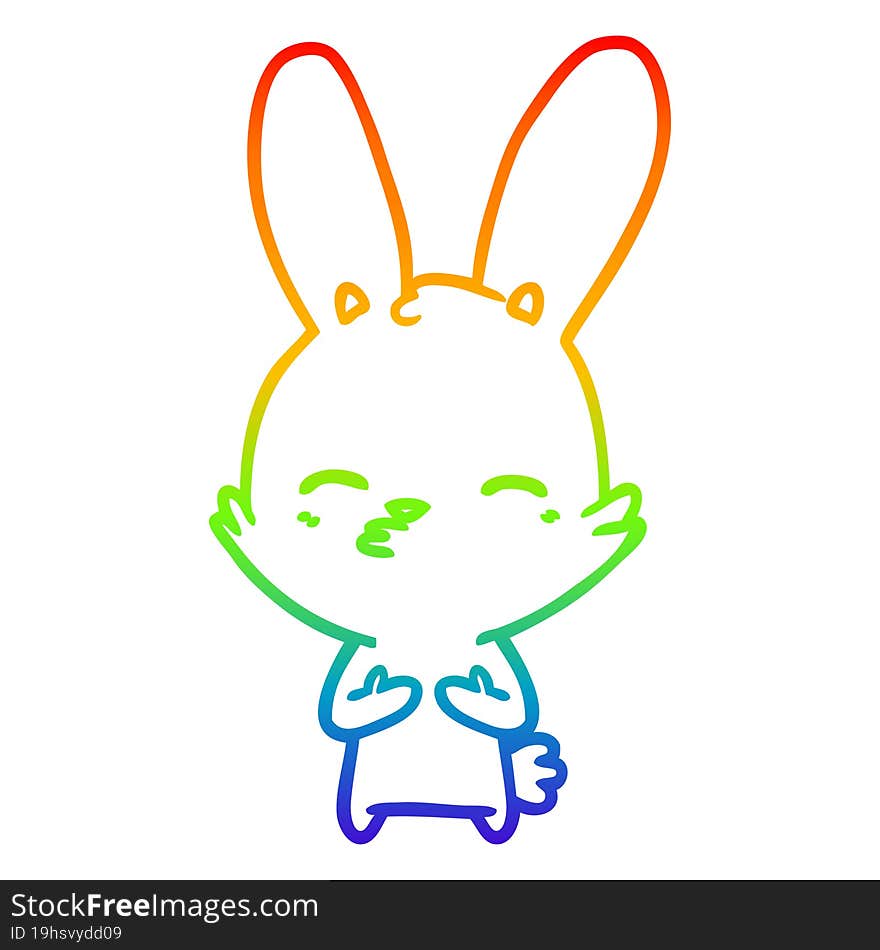 rainbow gradient line drawing curious bunny cartoon