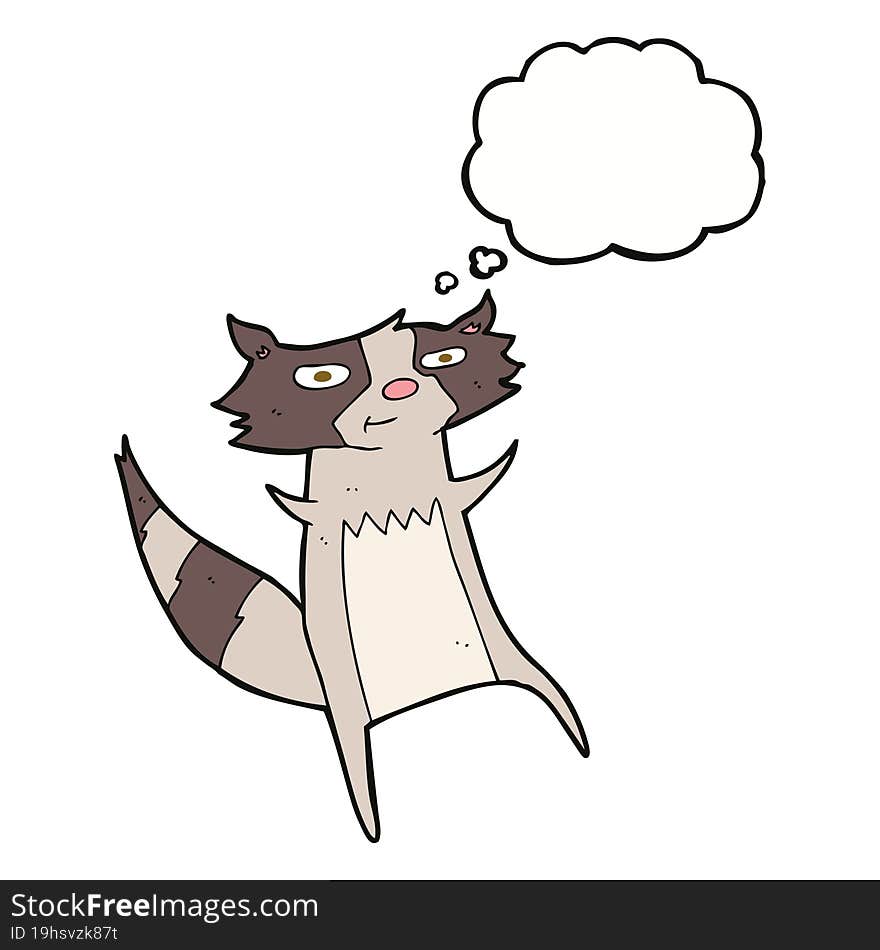 cartoon raccoon with thought bubble