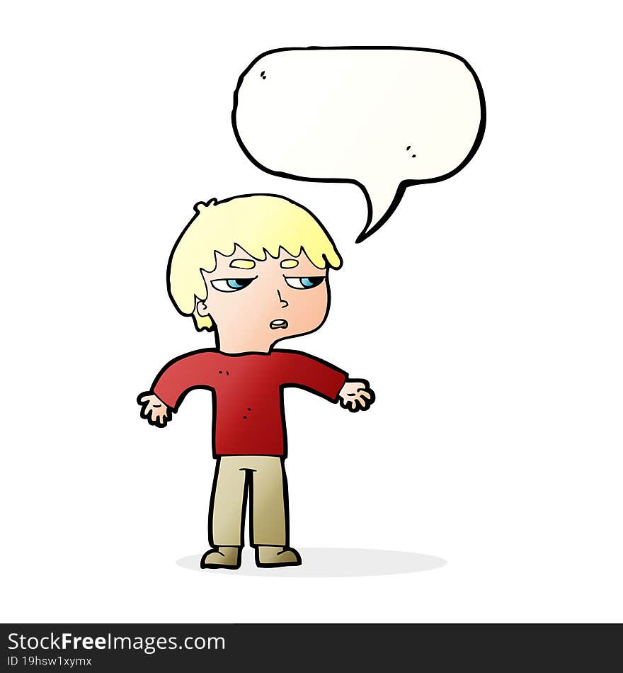 Cartoon Annoyed Boy With Speech Bubble