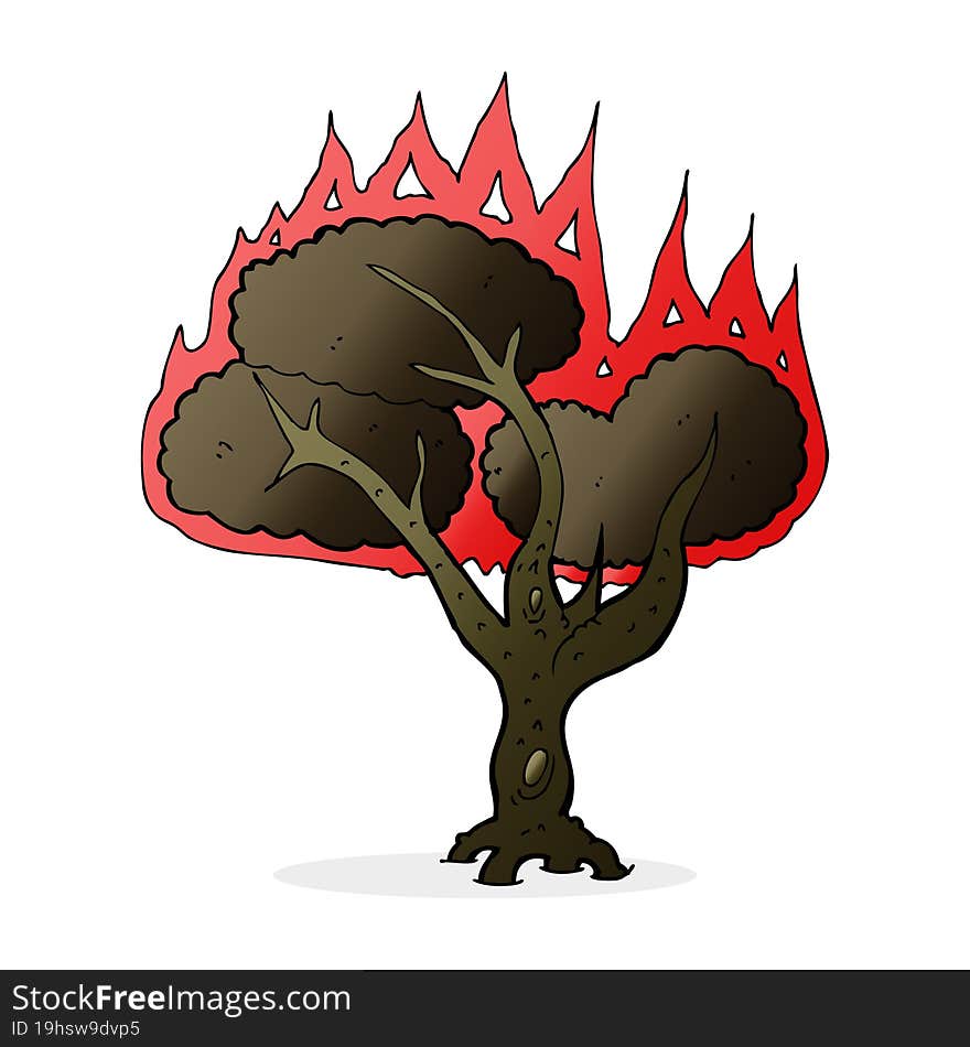 cartoon burning tree