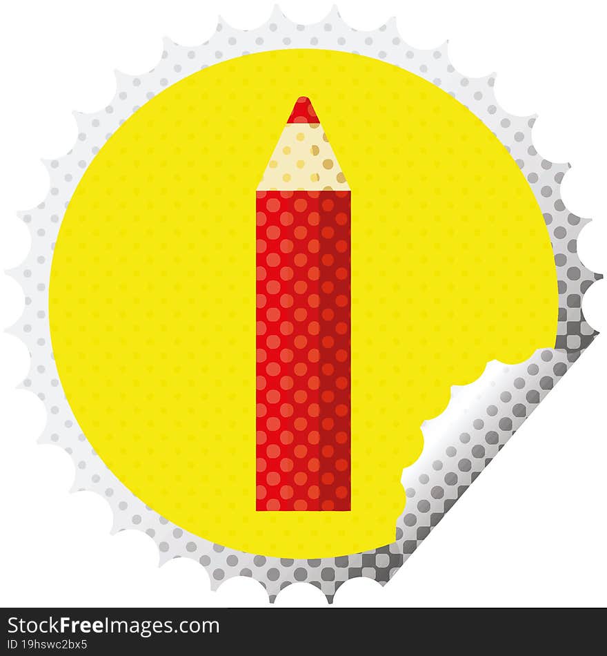 Red Coloring Pencil Round Sticker Stamp