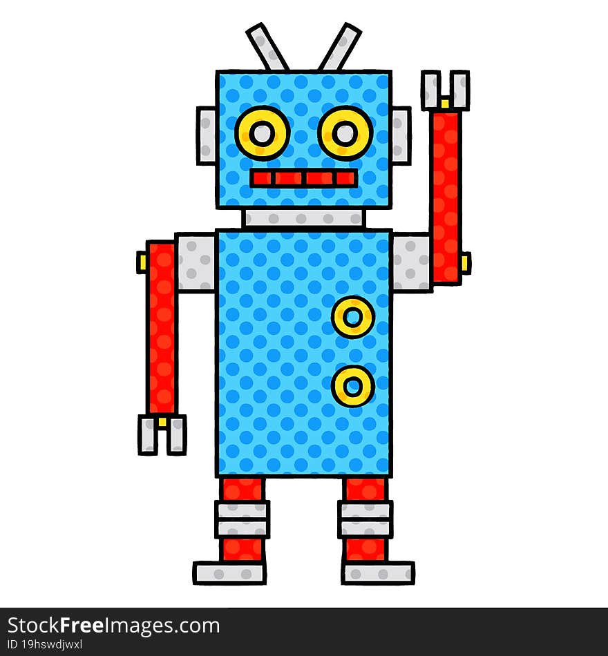 comic book style cartoon dancing robot