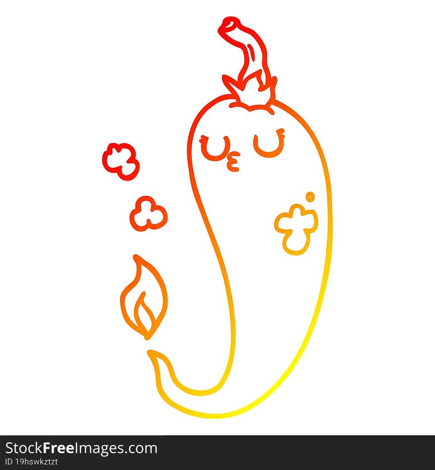 warm gradient line drawing cartoon hot chili pepper