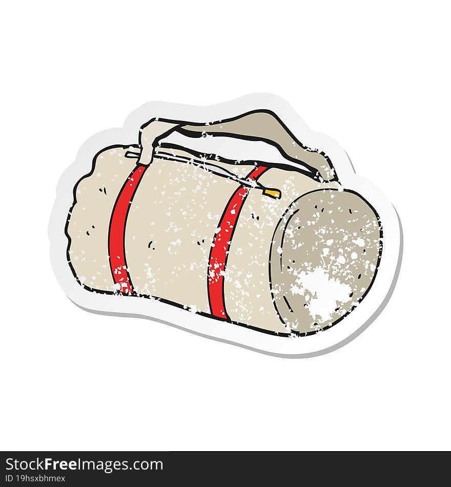 retro distressed sticker of a cartoon sports bag