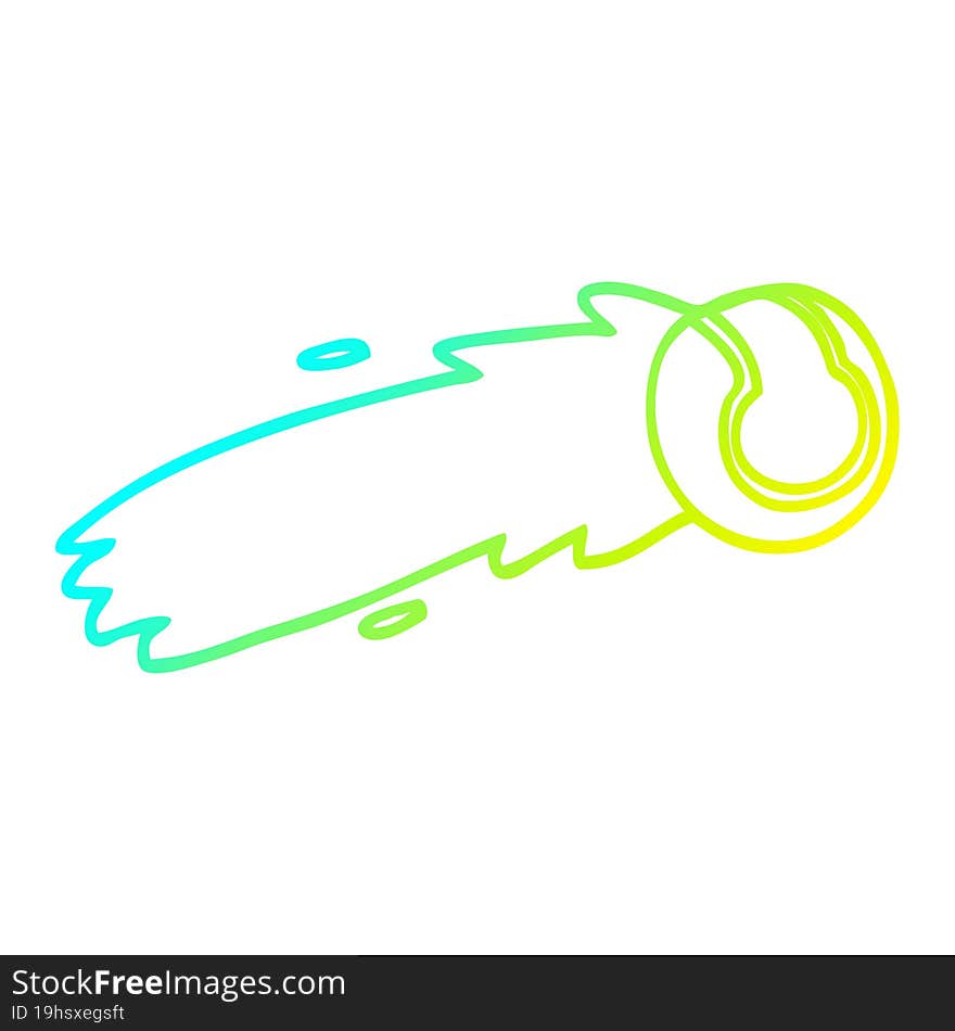 cold gradient line drawing of a cartoon flying tennis ball