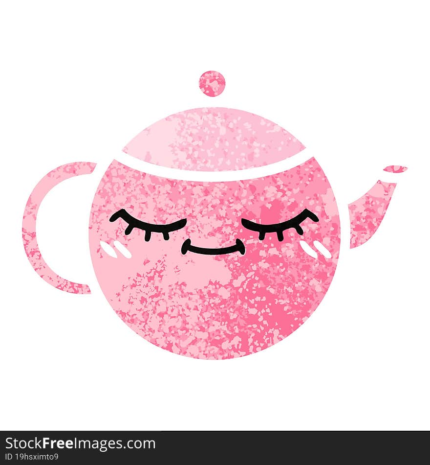 retro illustration style cartoon teapot