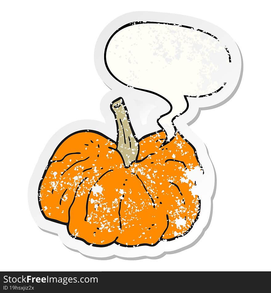 Cartoon Squash And Speech Bubble Distressed Sticker