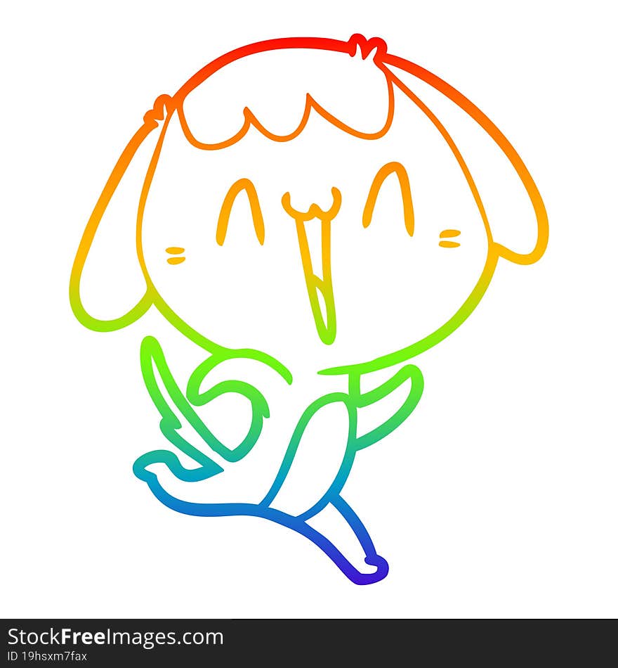 Rainbow Gradient Line Drawing Cute Cartoon Dog