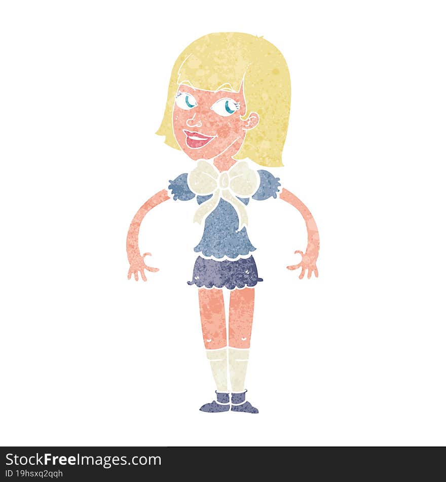 cartoon woman wearing a big bow tie