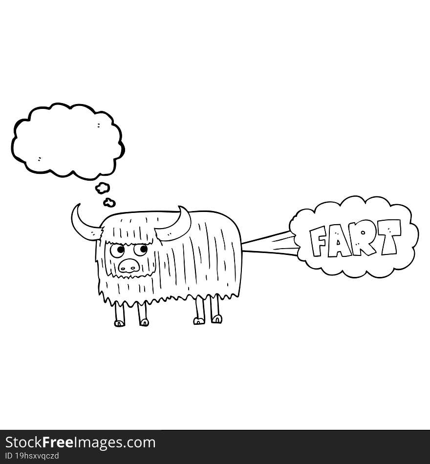 Thought Bubble Cartoon Hairy Cow Farting