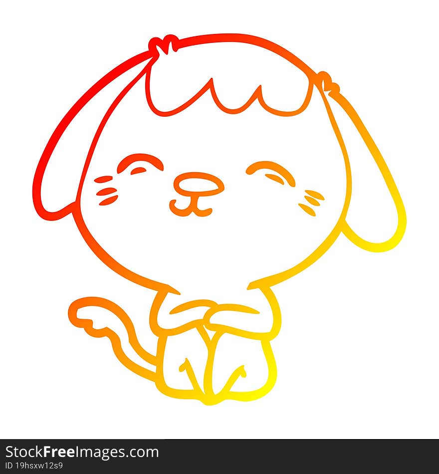 warm gradient line drawing happy cartoon dog