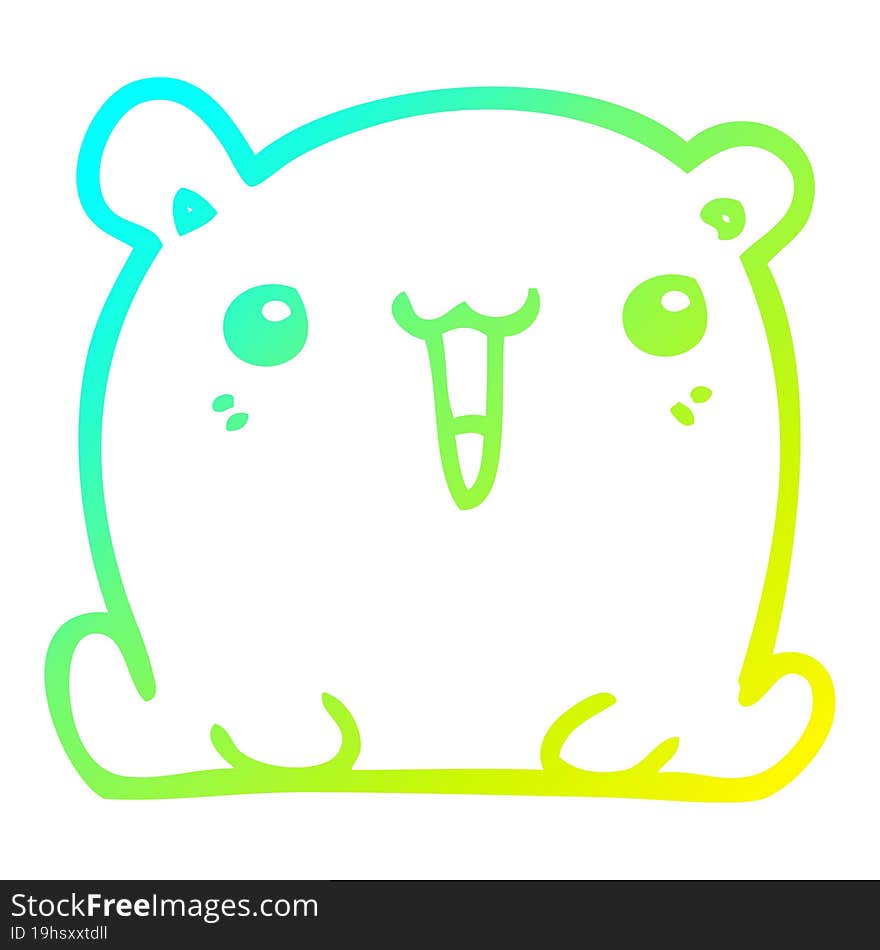 cold gradient line drawing of a cute cartoon bear