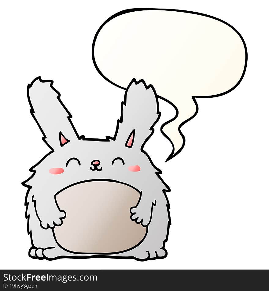 cartoon furry rabbit and speech bubble in smooth gradient style