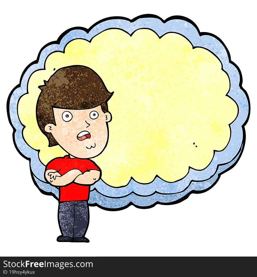 cartoon man with text space cloud