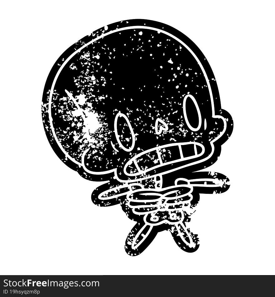 grunge distressed icon kawaii cute dead skeleton. grunge distressed icon kawaii cute dead skeleton